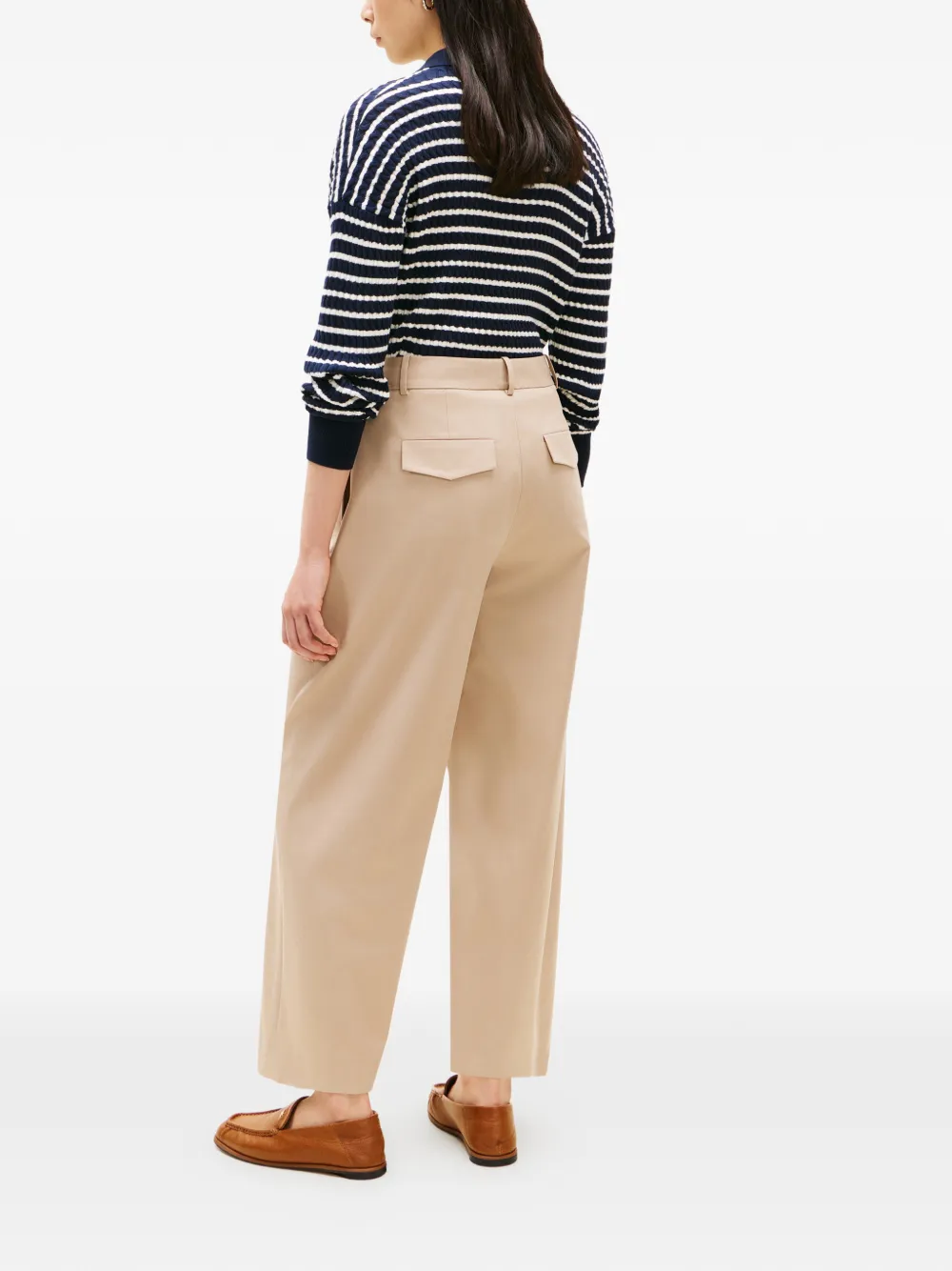 Tommy Hilfiger Plooibroek met wijde pijpen Beige