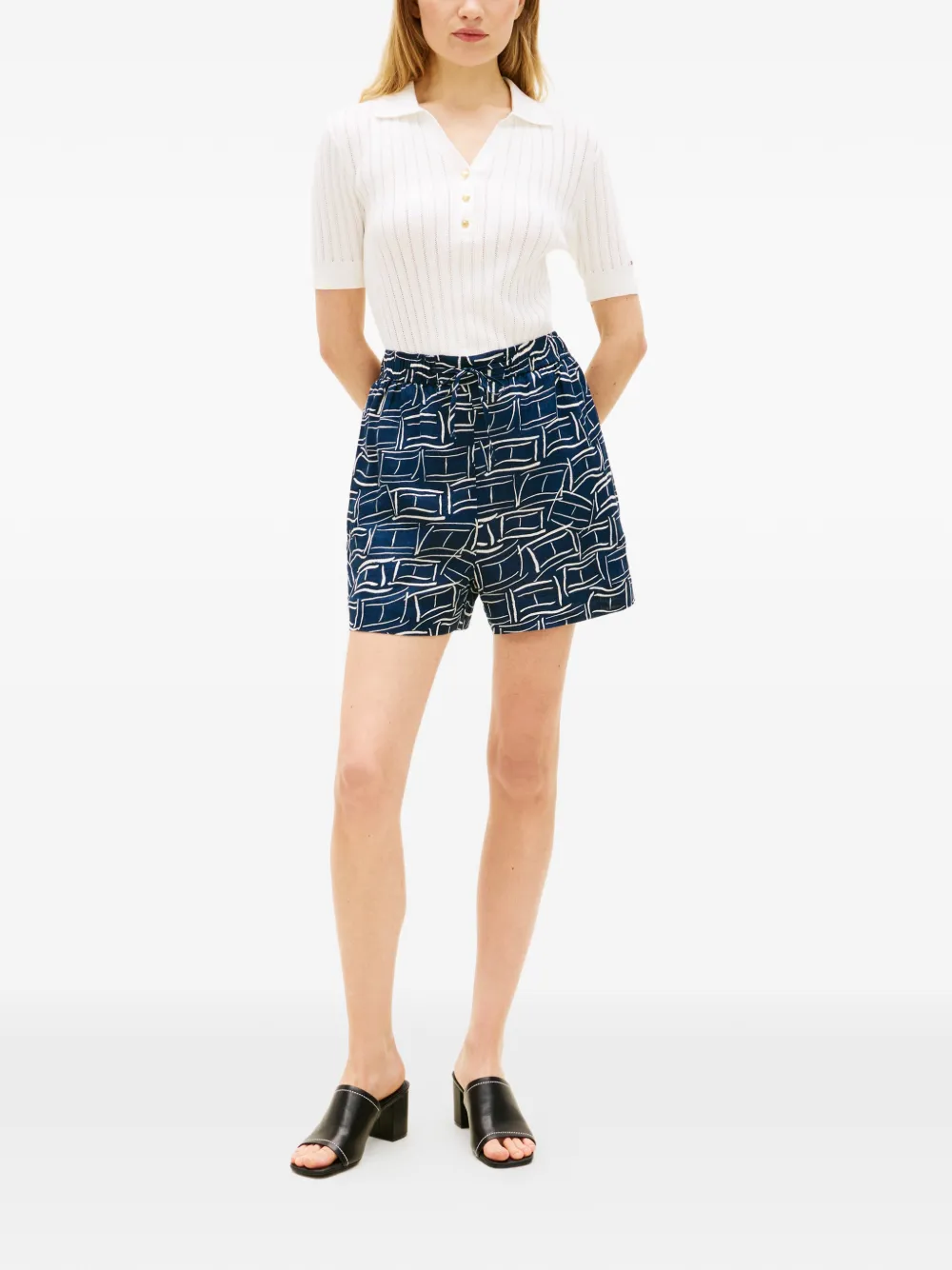 Tommy Hilfiger Shorts met print en trekkoord Blauw