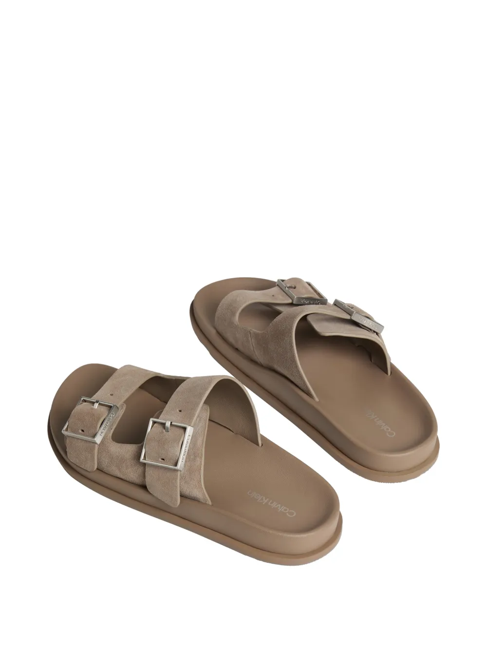 Calvin Klein buckle-fastening double-strap slippers Beige