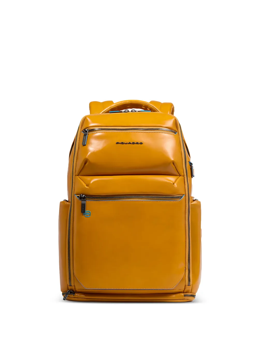 PIQUADRO logo-plaque leather backpack - Arancione