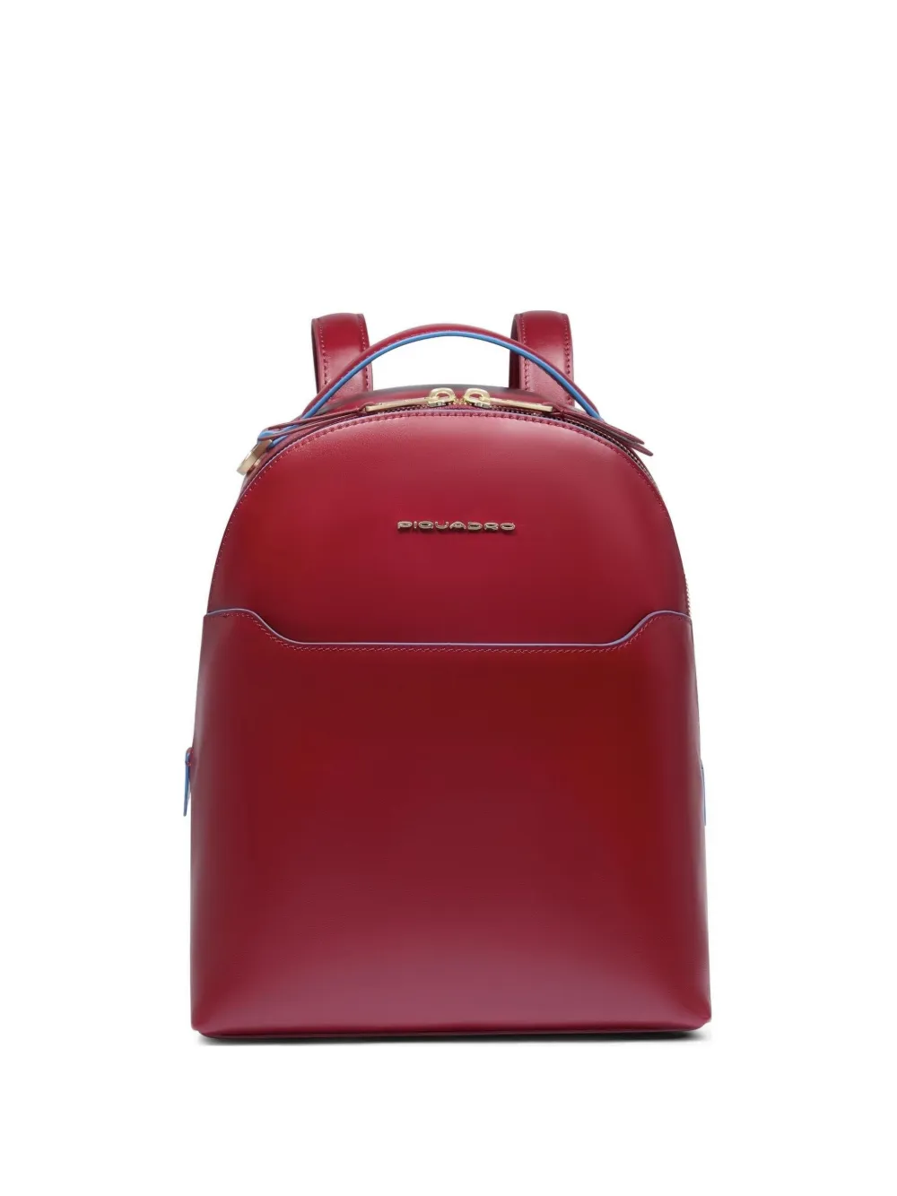 PIQUADRO logo-plaque leather backpack - Rosso