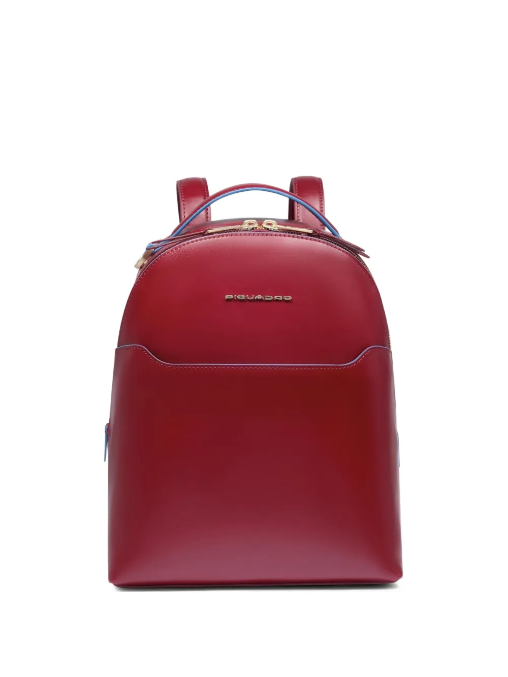 PIQUADRO logo-plaque leather backpack - Rosso