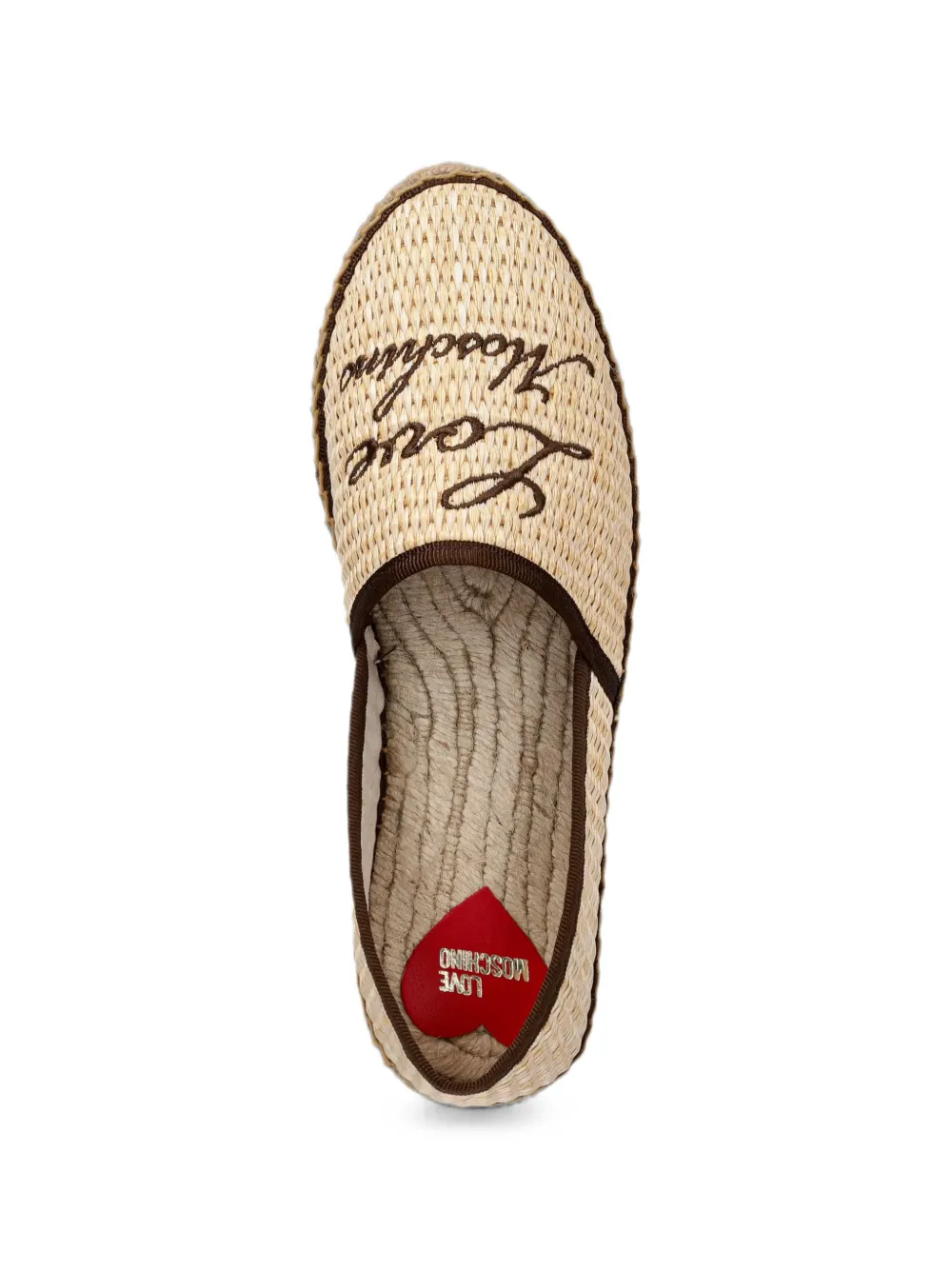 Love Moschino Geweven espadrilles met geborduurd logo Beige