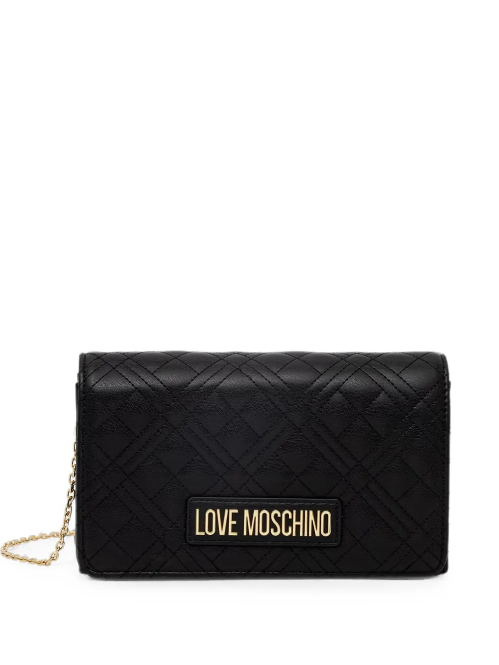 Love Moschino logo-lettering quilted crossbody bag - Nero