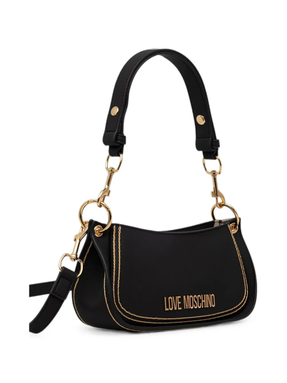 Love Moschino Shopper met contrasterend stiksel en logo Zwart