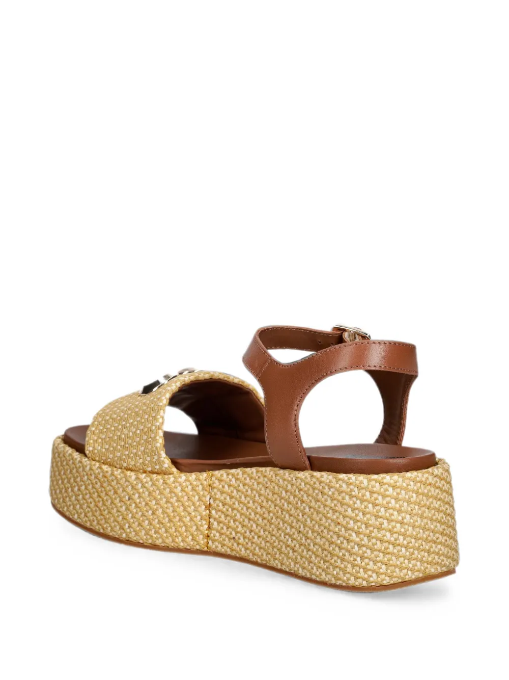 Love Moschino heart-plaque platform sandals Beige