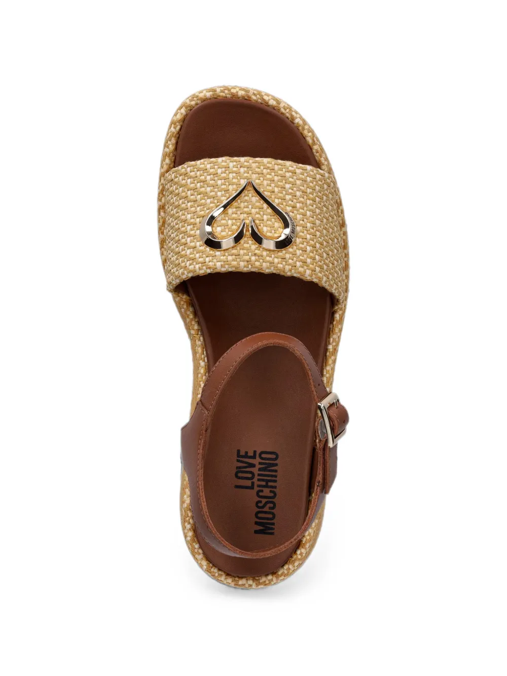 Love Moschino heart-plaque platform sandals Beige