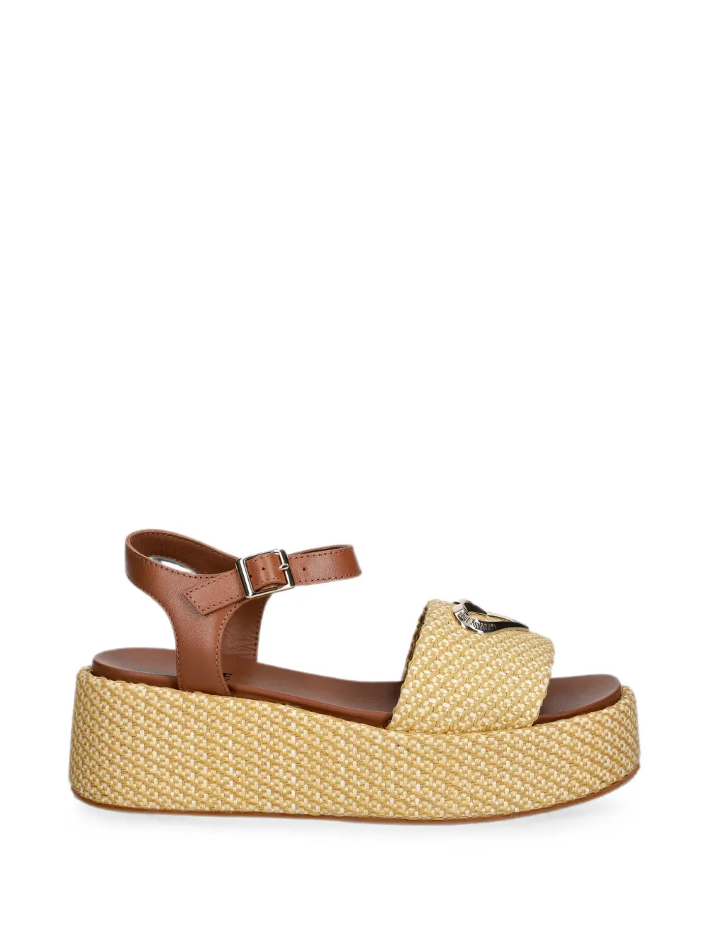 Love Moschino heart-plaque platform sandals Beige