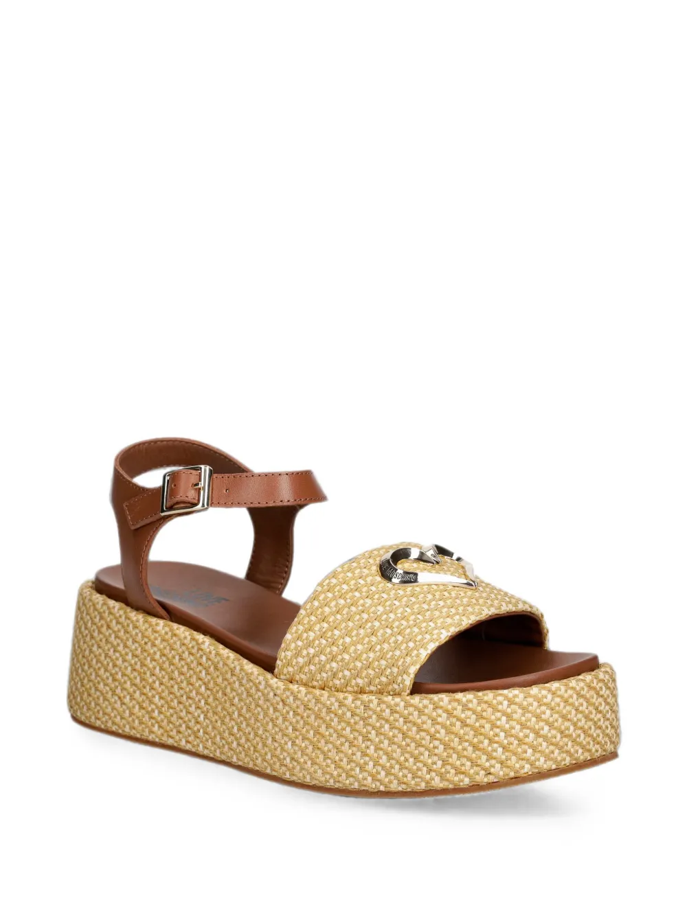 Love Moschino heart-plaque platform sandals Beige