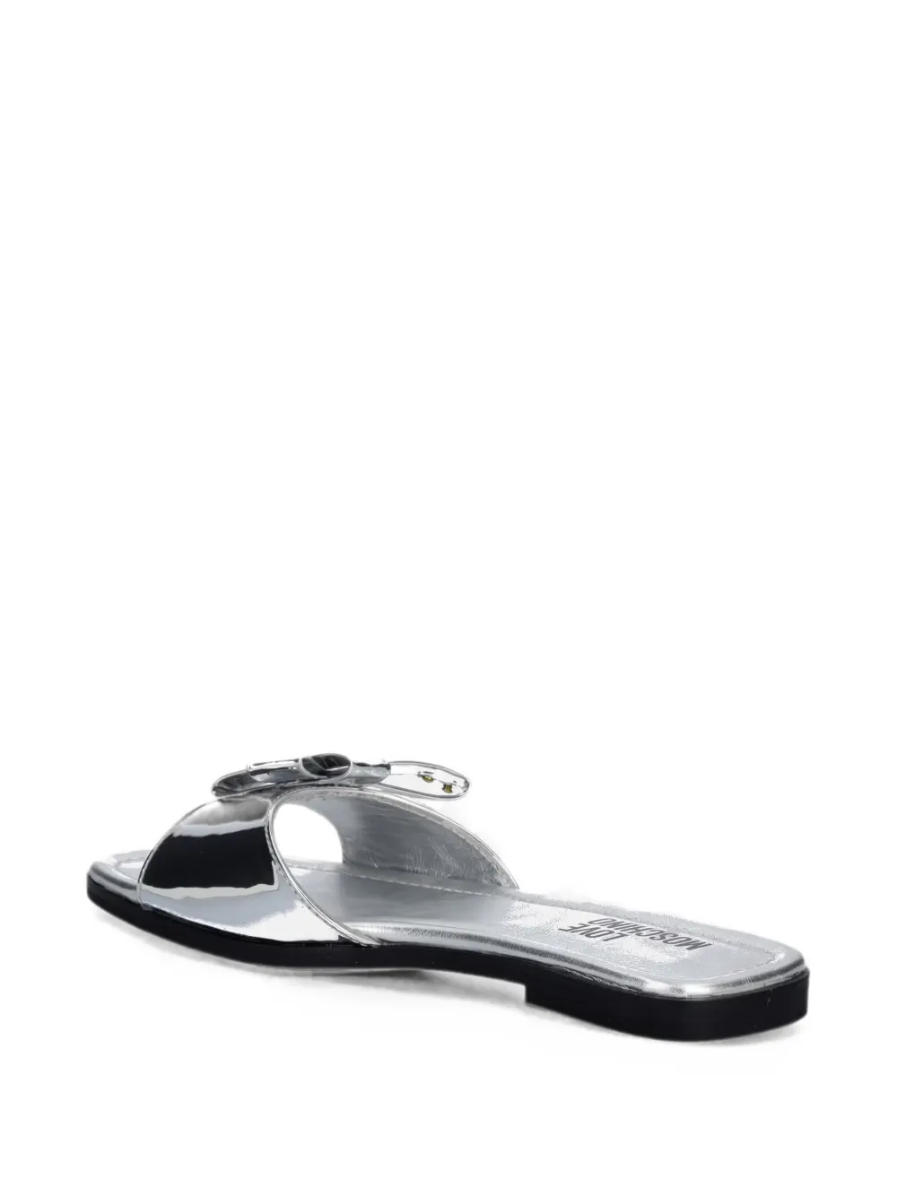 Love Moschino bow-detail metallic slides Zilver