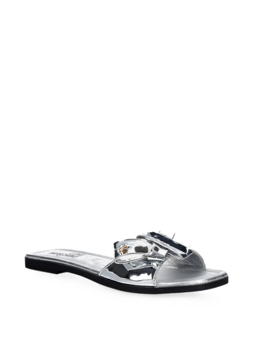 Love Moschino bow-detail metallic slides Zilver