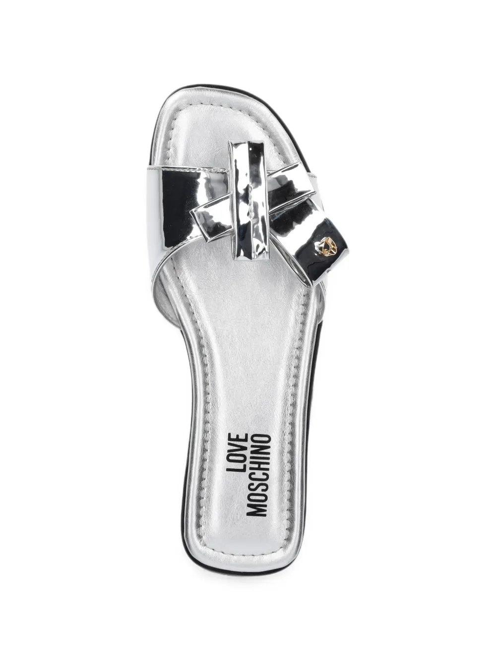 Love Moschino bow-detail metallic slides Zilver