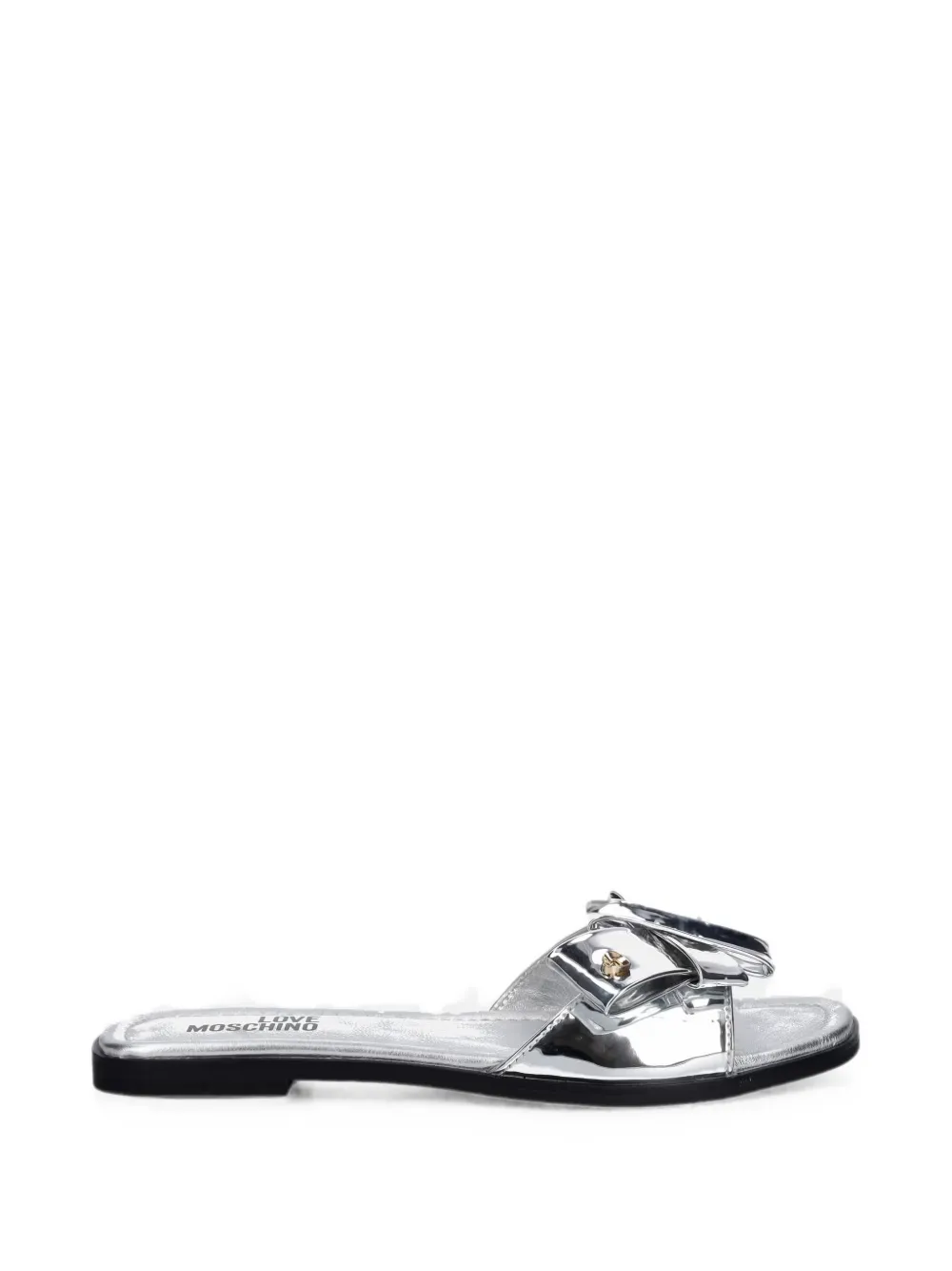 Love Moschino bow-detail metallic slides - Argento
