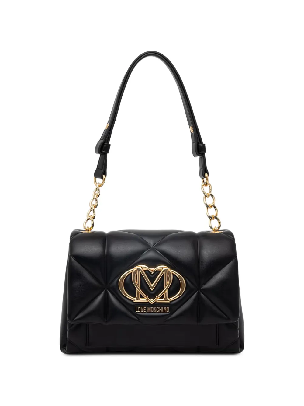 Love Moschino logo-plaque quilted shoulder bag - Nero