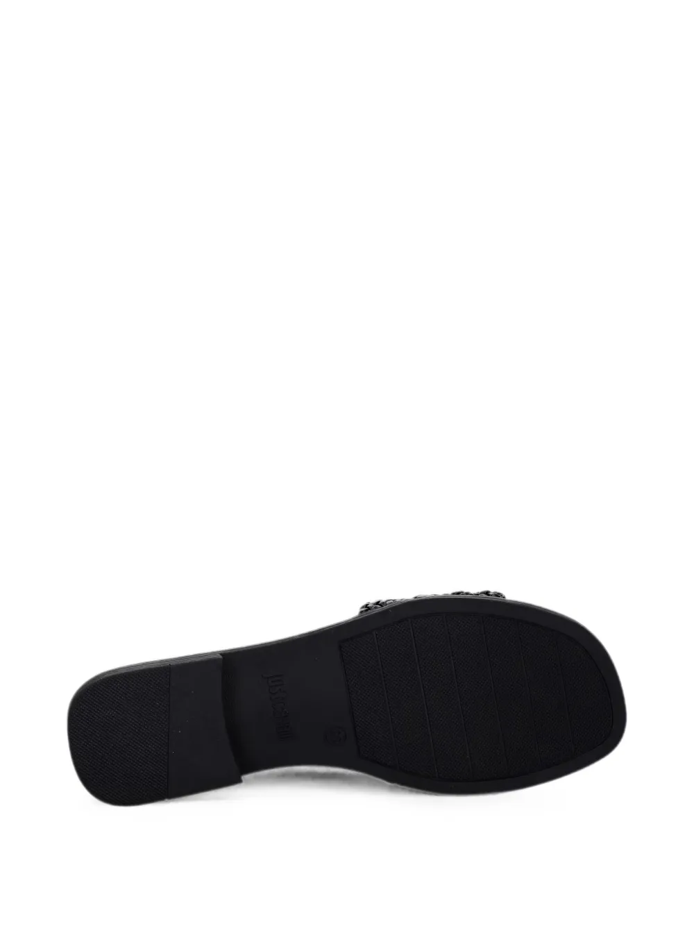 Just Cavalli logo-plaque woven flat sandals Zwart