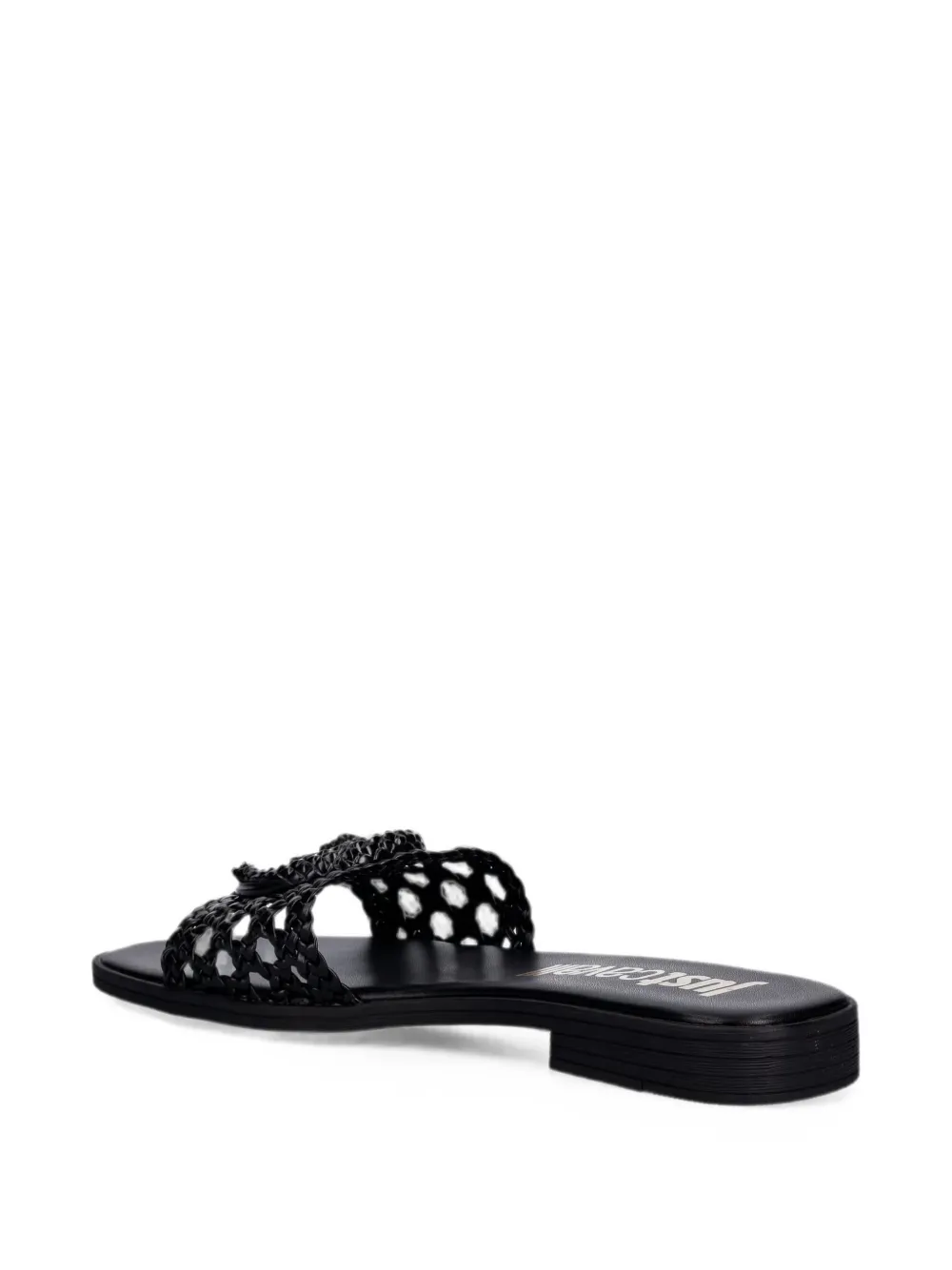 Just Cavalli logo-plaque woven flat sandals Zwart