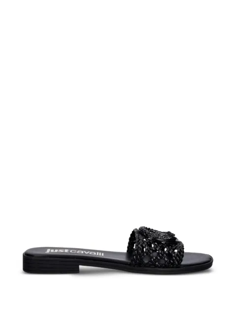 Just Cavalli logo-plaque woven flat sandals