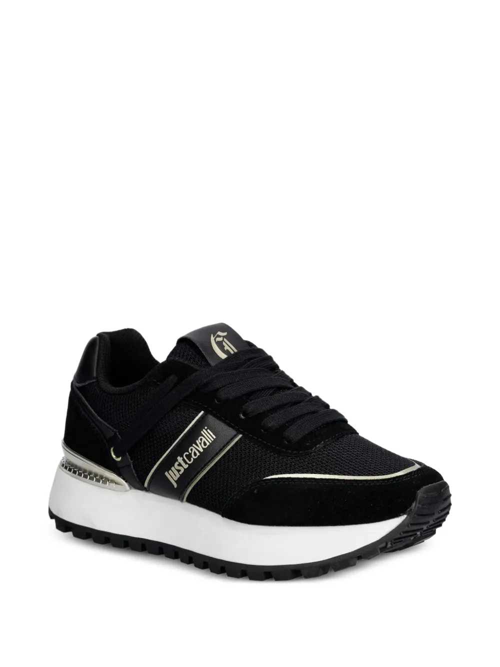 Just Cavalli logo-print panelled sneakers Zwart