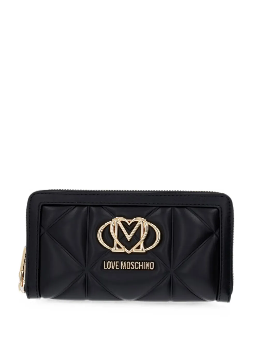 Love Moschino quilted logo-plaque wallet - Nero