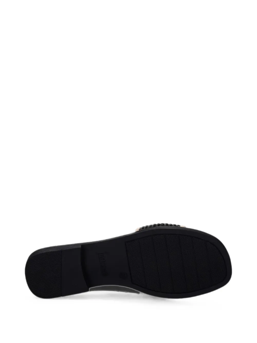 Just Cavalli logo-embroidered raffia-effect flat sandals Zwart