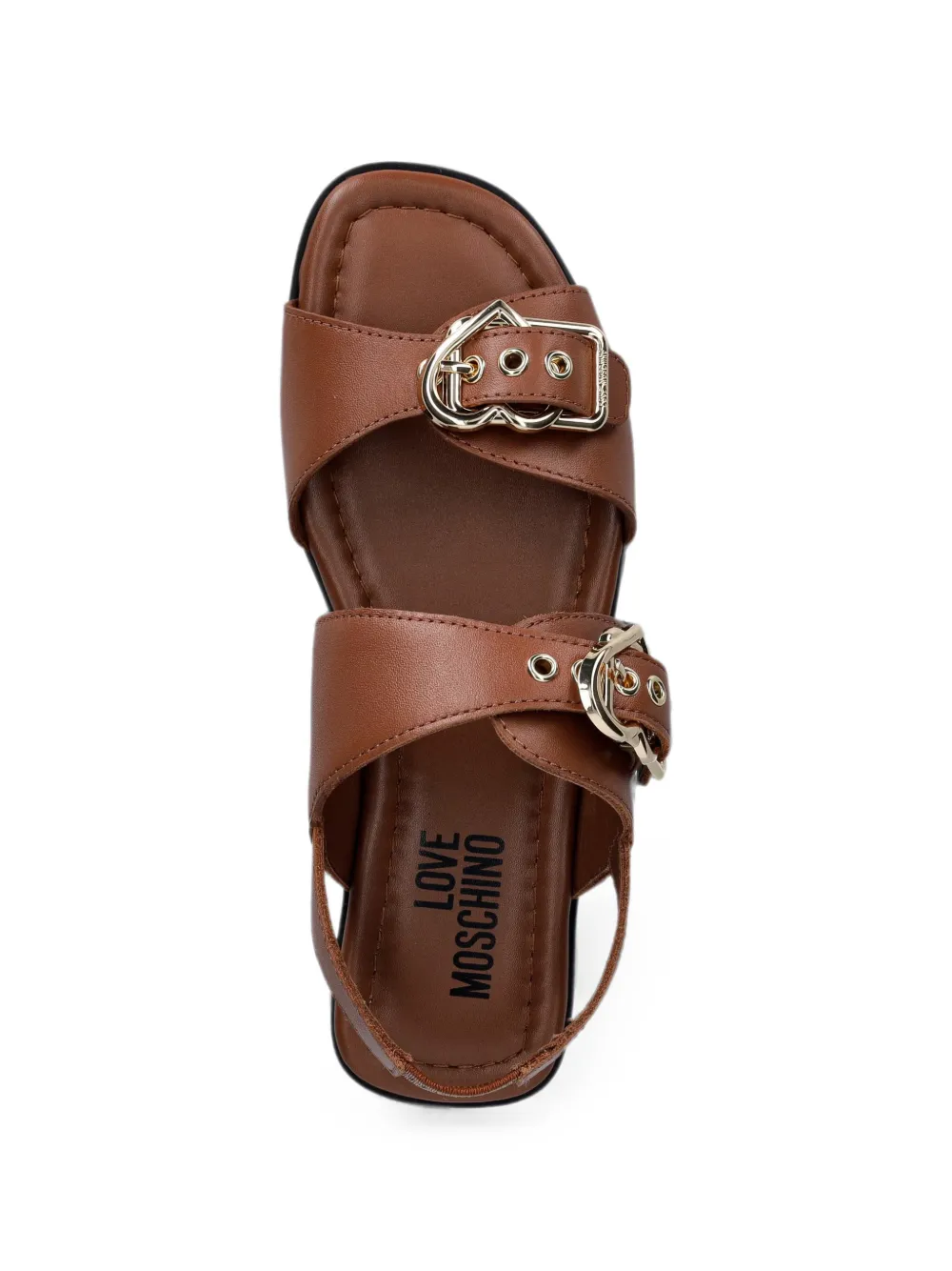 Love Moschino heart-buckle leather sandals Bruin