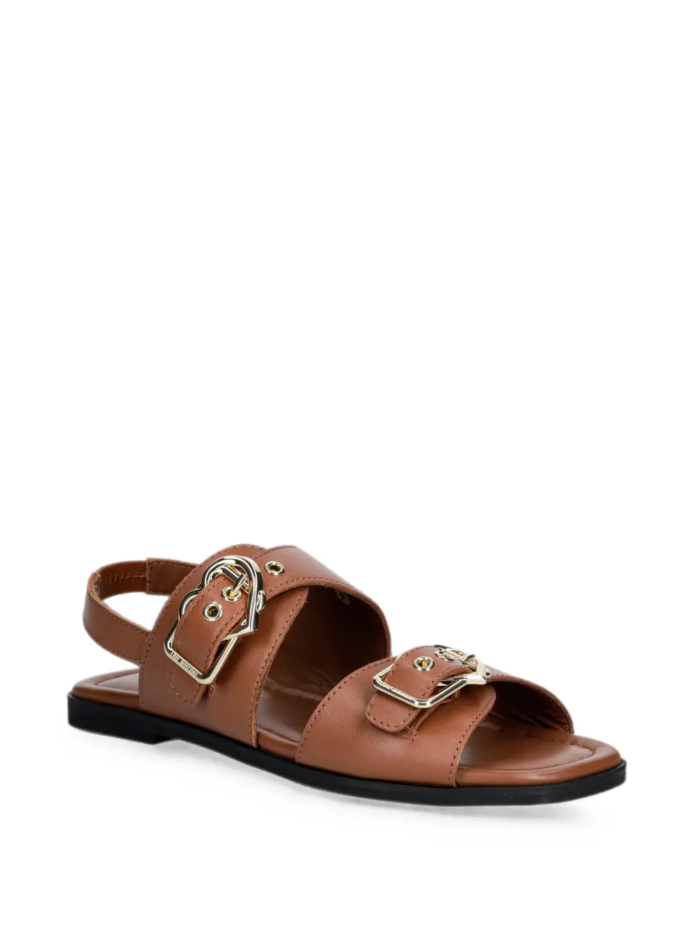Love Moschino heart-buckle leather sandals Bruin