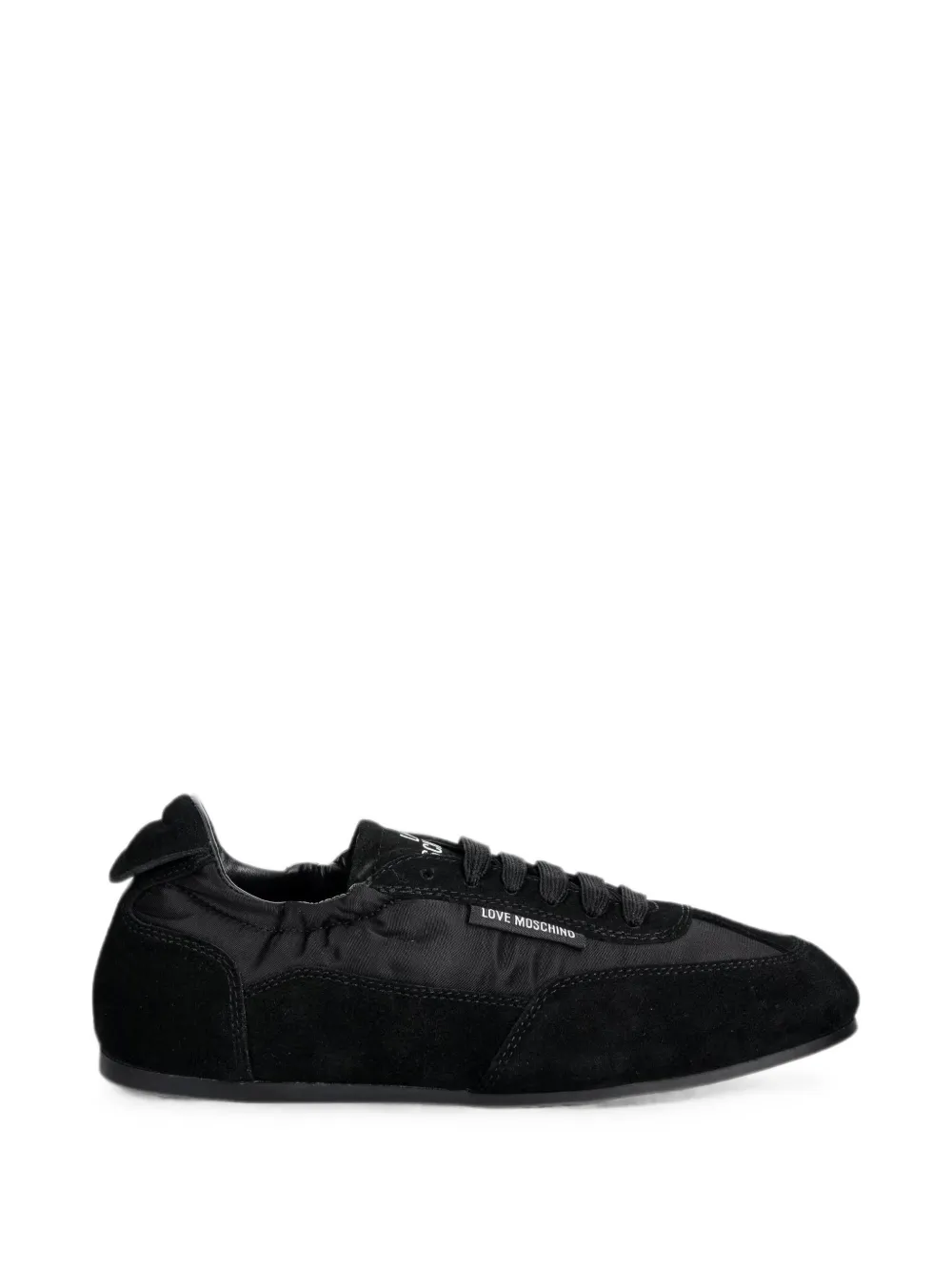 Love Moschino suede-panelled logo-tag sneakers Zwart