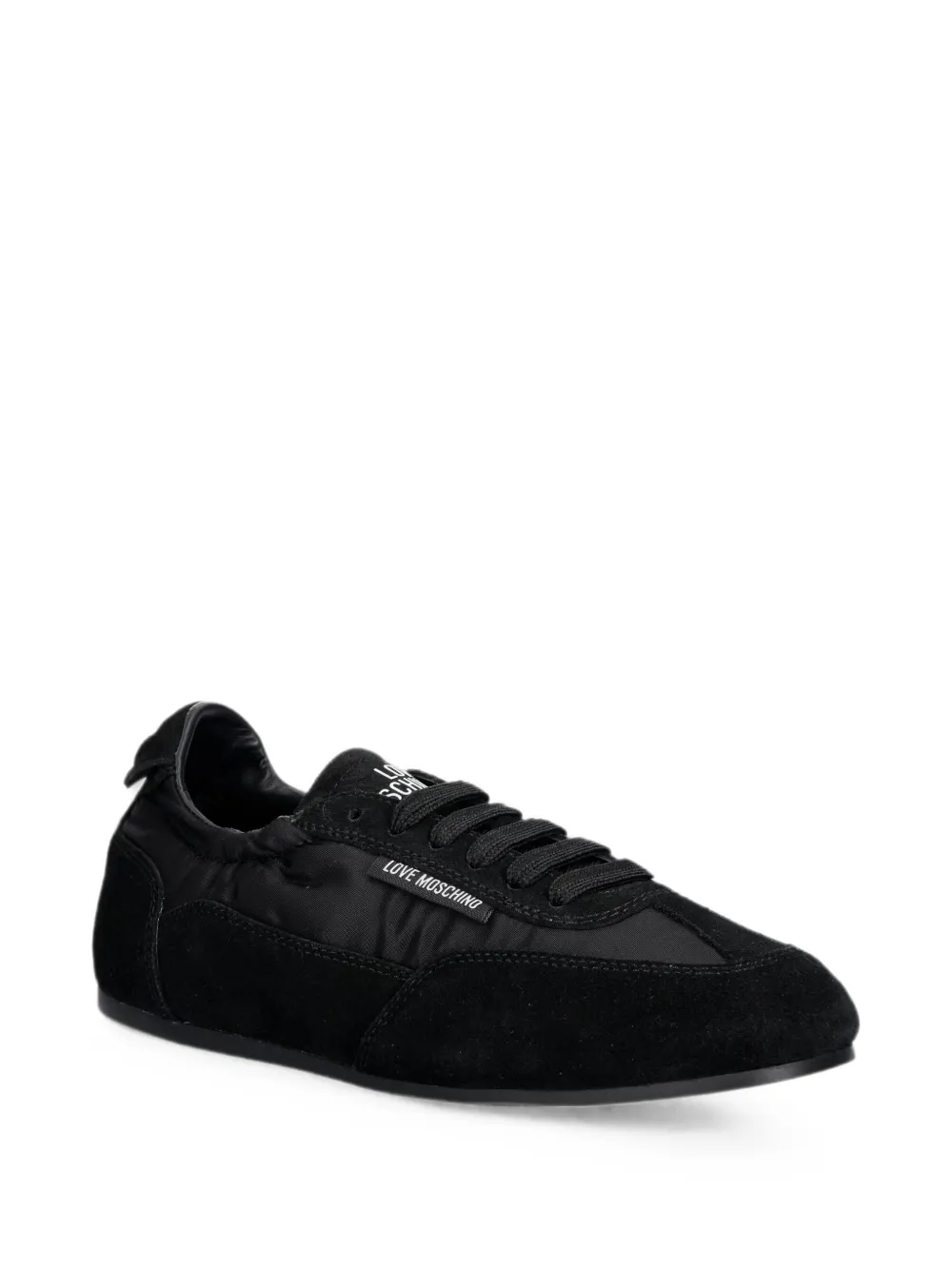 Love Moschino suede-panelled logo-tag sneakers Zwart