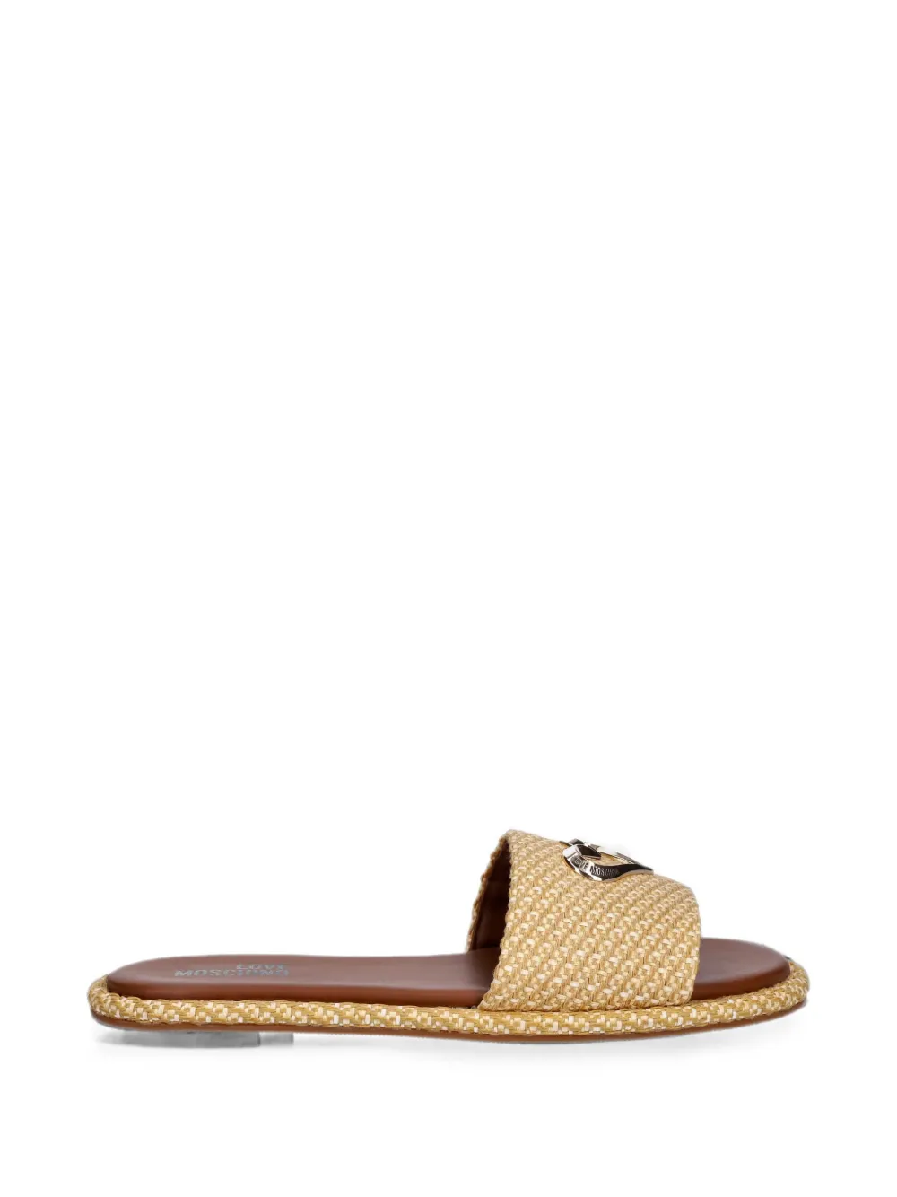 Love Moschino woven heart-plaque sandals Beige