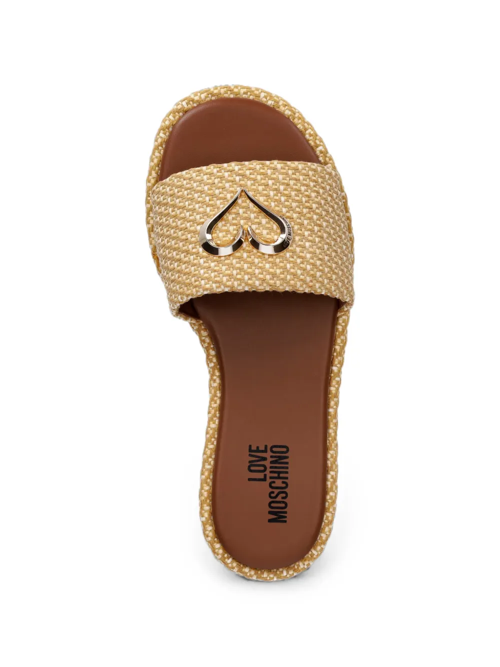 Love Moschino woven heart-plaque sandals Beige