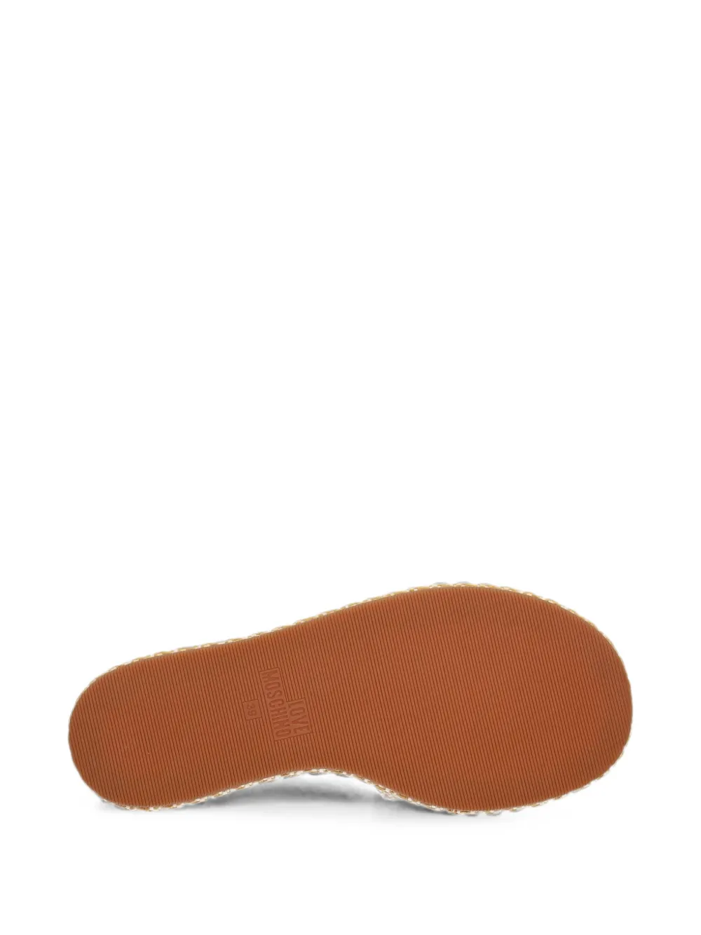 Love Moschino woven heart-plaque sandals Beige