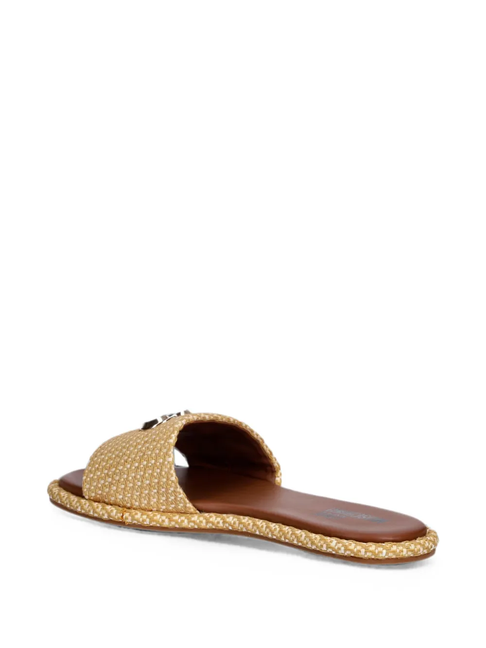 Love Moschino woven heart-plaque sandals Beige