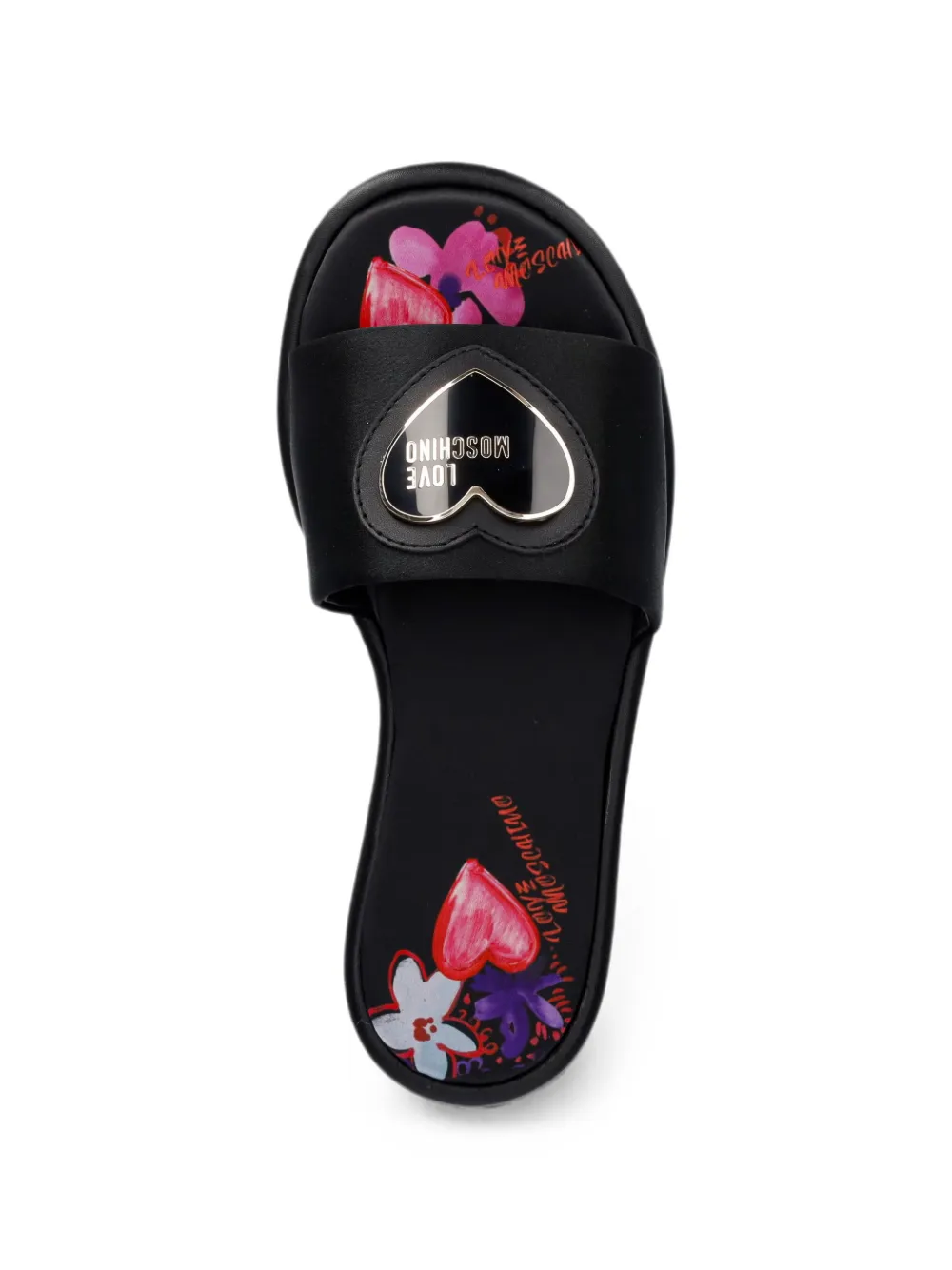 Love Moschino heart-plaque sandals Zwart