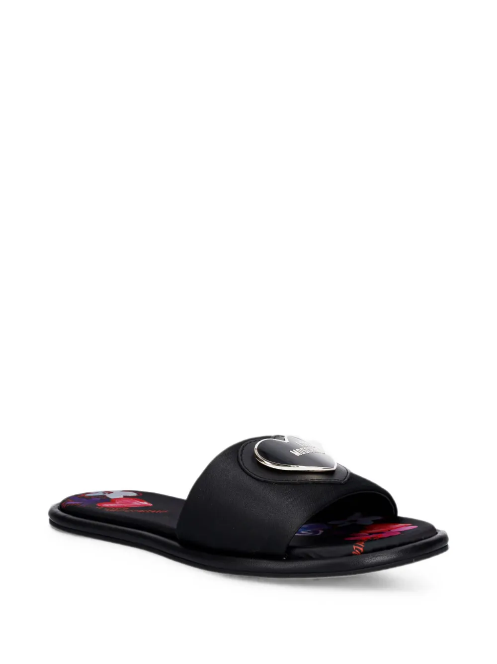 Love Moschino heart-plaque sandals Zwart