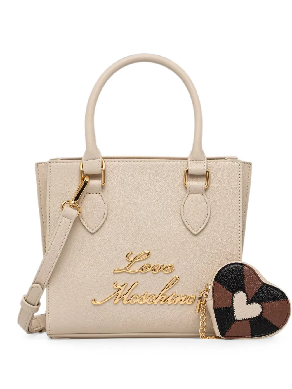 Love Moschino logo-lettering heart-charm tote bag - Toni neutri