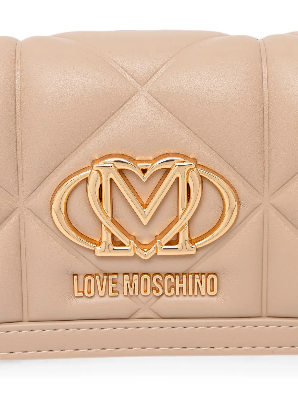 Love Moschino Gewatteerde crossbodytas met logoplakkaat Beige