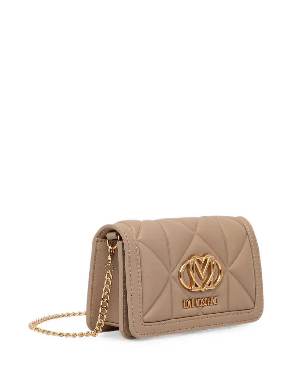 Love Moschino Gewatteerde crossbodytas met logoplakkaat Beige