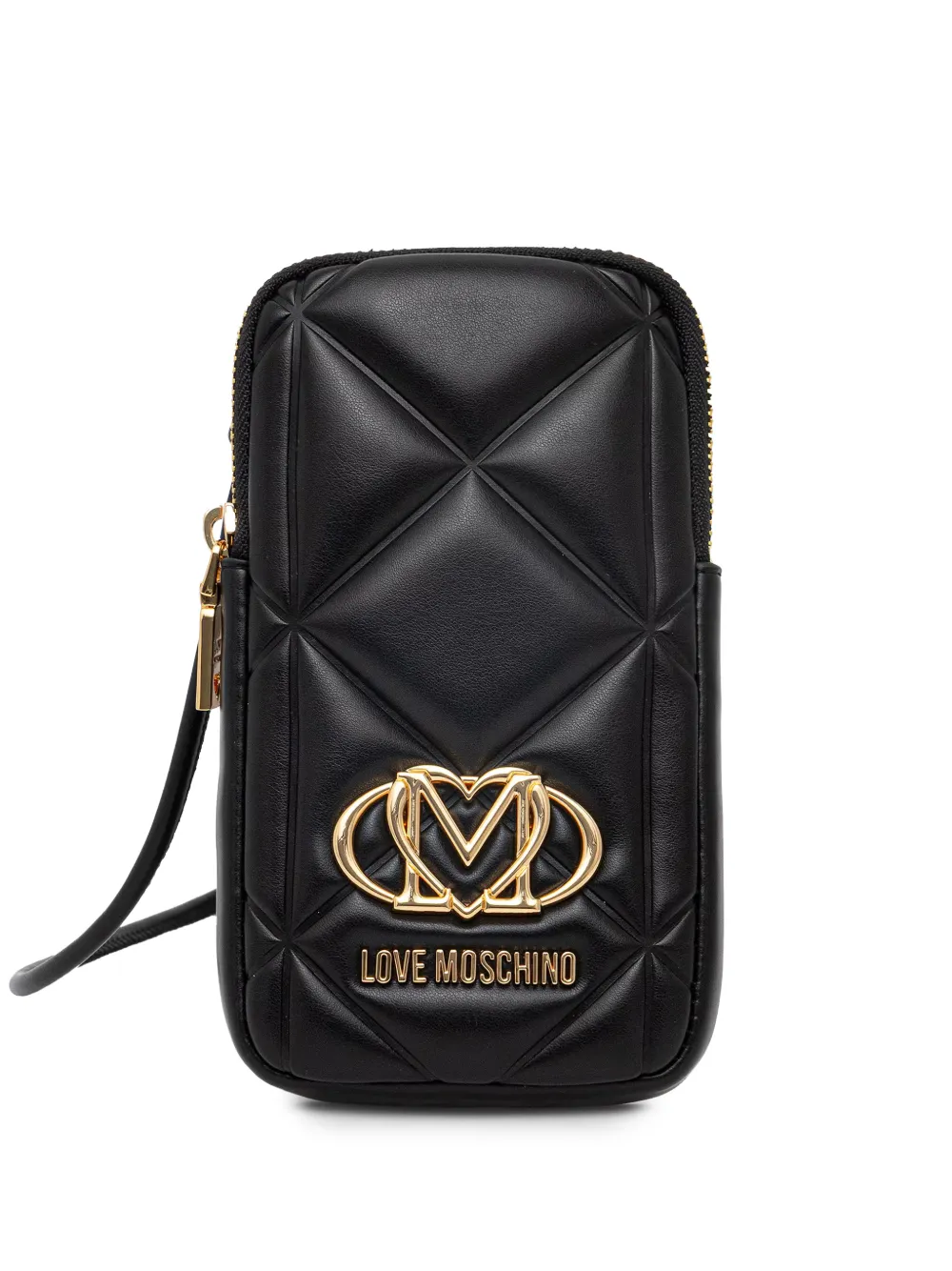 Love Moschino quilted logo-plaque phone bag - Nero