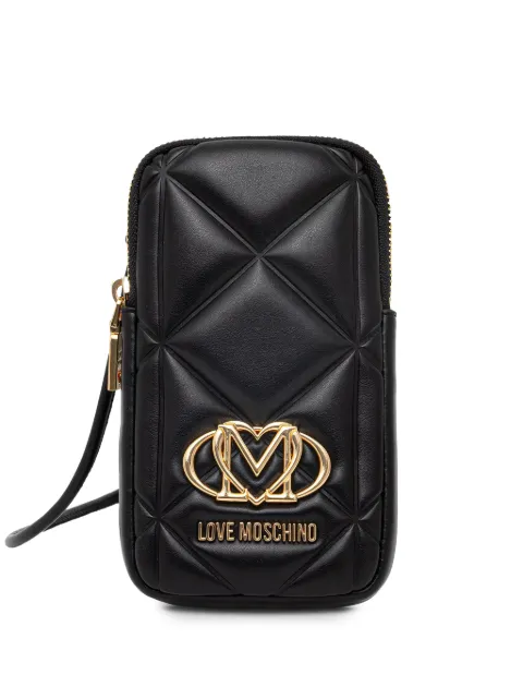 Love Moschino quilted logo-plaque phone bag