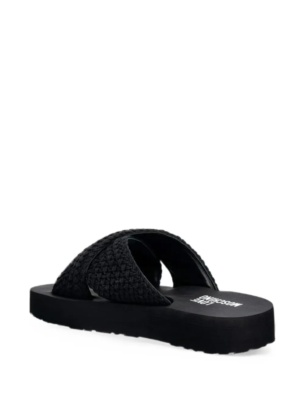 Love Moschino woven crossover sandals Zwart