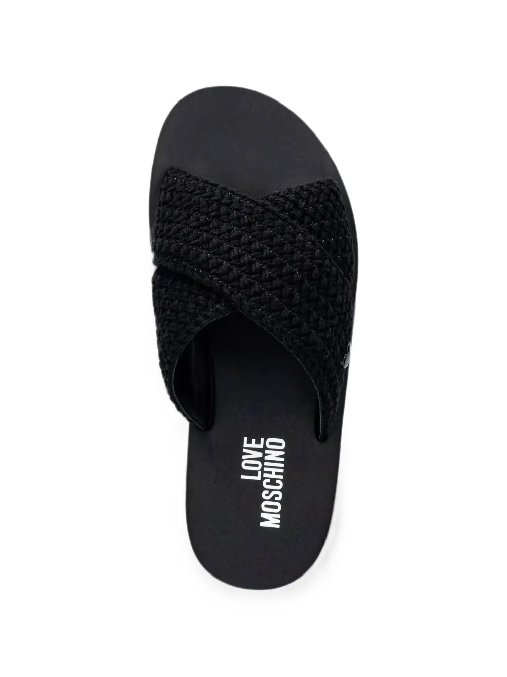 Love Moschino woven crossover sandals Zwart