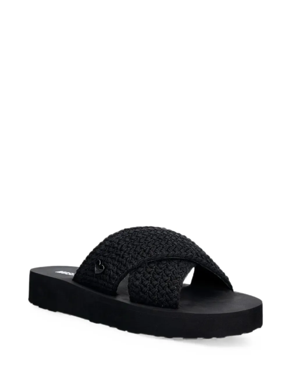 Love Moschino woven crossover sandals Zwart