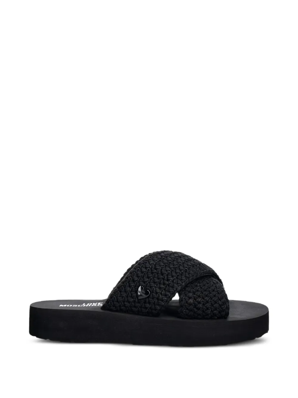 Love Moschino woven crossover sandals Zwart