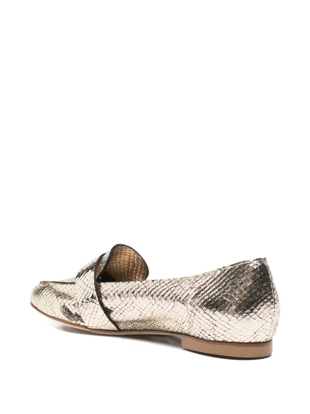 Anna F. snakeskin-effect metallic loafers Goud