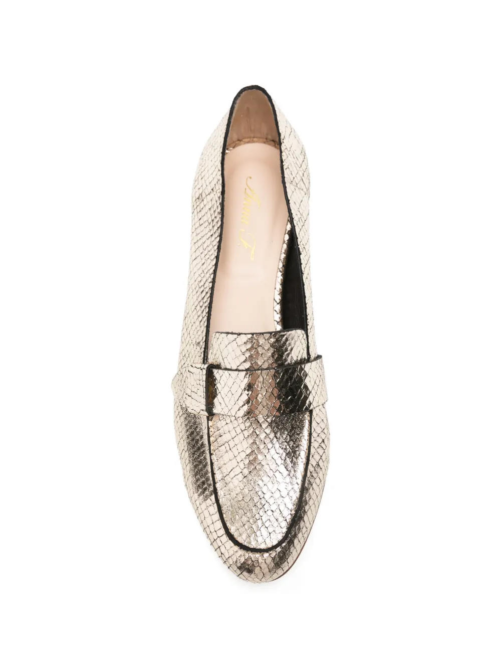 Anna F. snakeskin-effect metallic loafers Goud