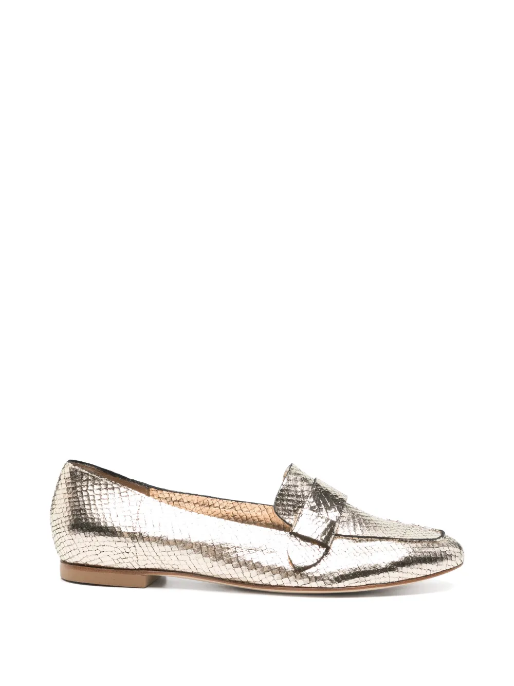 Anna F. snakeskin-effect metallic loafers - Oro