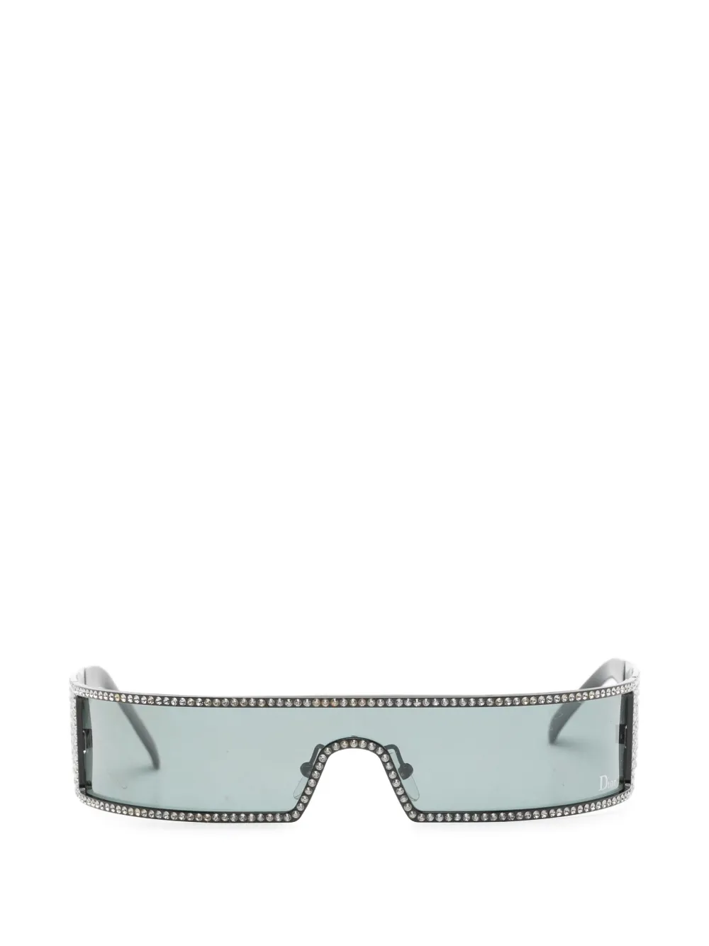 Christian Dior Pre-Owned 2000s crystal-embellished rectangle sunglasses - Nero