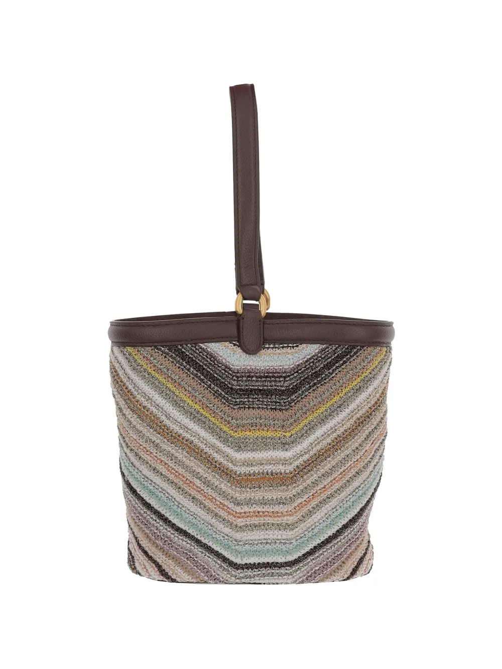 Missoni chevron-knit leather-trim shoulder bag - Toni neutri