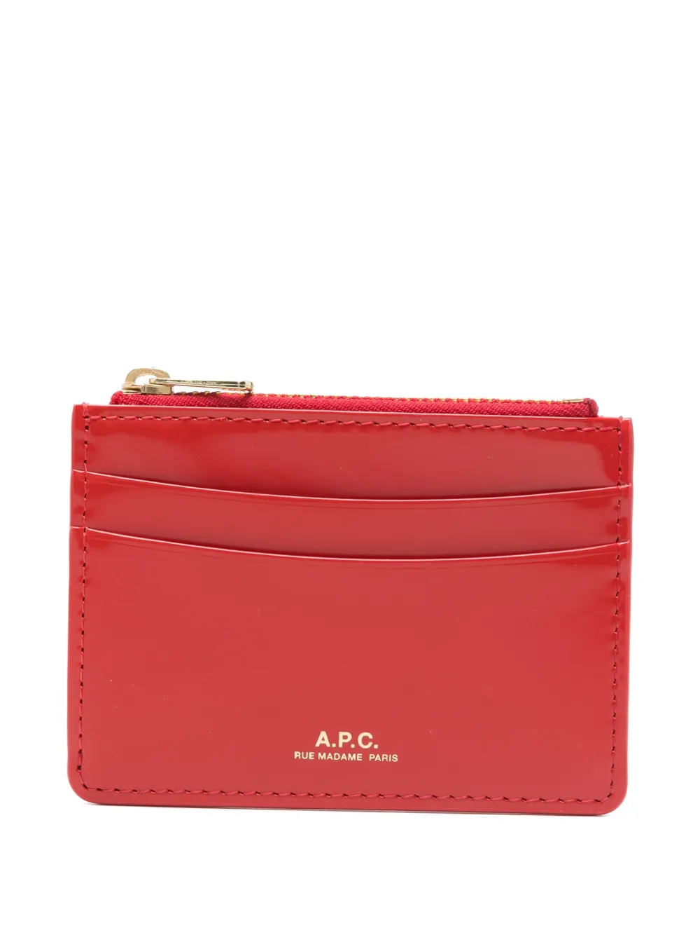A.P.C. logo-print zip-fastening card holder - Rosso