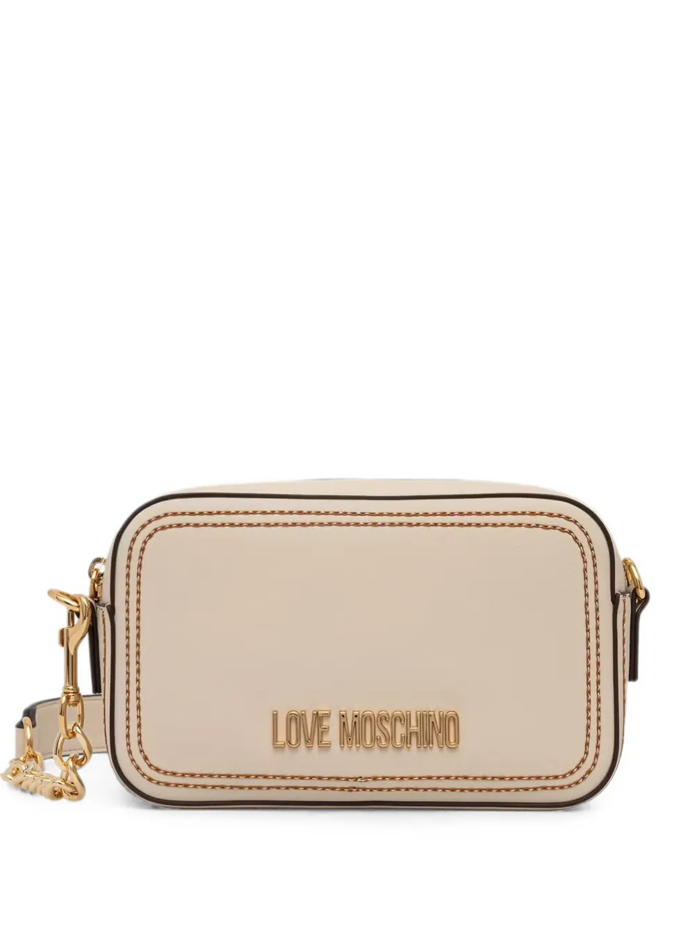 Love Moschino logo-lettering contrast-stitch crossbody bag - Toni neutri